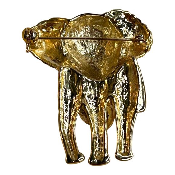 Vintage Gold Tone Elephant Textured Brooch - Picture 2 of 5